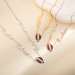Personalized 1-6 Names Football Necklace Birthday Gift for Sports Lover
