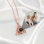 Personalised Celtic Knot Triangle Photo Projection Necklace Birthday Anniversary Gift for Her