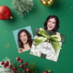 Personalized Big Head Cutout Pull Out Bell Christmas Box Shaped Gift Card Money Holder with Pen Fun Photo Greeting Card Party Gift for Family Friend