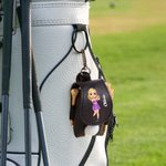 Personalizzato con il nome del personaggio dei cartoni animati, sacchetto di cuoio per la conservazione delle palline da golf con 4 supporti per i tee Regalo di compleanno sportivo per i giocatori di 