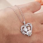 Collana personalizzata cuore rosa bicolore nonna nipote con pietre di compleanno Regalo di compleanno per la festa della mamma per lei