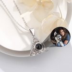 Personalised Celtic Knot Triangle Photo Projection Necklace Birthday Anniversary Gift for Her