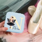 Personalized Ballerina Dance Girl Leather Travel Jewelry Box with Name and Mirror Birthday Holiday Gift for Ballerina Ballet Lovers