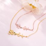 Collana personalizzata con fiore di nascita smaltato e pietra di nascita, regalo di compleanno e anniversario per le donne e le ragazze.