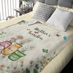 Personalized 1-10 Birth Flowers Grandma Mom's Garden Soft Throw Blanket with Names Birthday Mother's Day Gift for Grandmother Mom