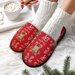 Personalisierte Multicolor Weihnachten Bogen Hochland Kuh Anti-Rutsch Plüsch Hausschuhe mit Namen Geburtstag Weihnachtsgeschenk für Frauen