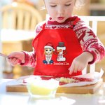 Personalized Cartoon Character Santa Elf Initial Adjustable Kid Pocket Apron Chef Hat Set with Name Cooking Birthday Christmas Gift for Boys Girls