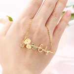 Collana personalizzata con fiore di nascita smaltato e pietra di nascita, regalo di compleanno e anniversario per le donne e le ragazze.