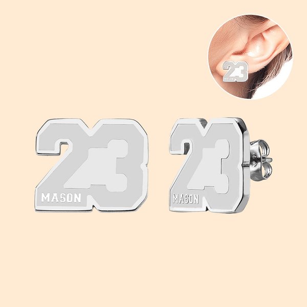 Boucles d'Oreilles en Numéro de Sport Personnalisées avec Chiffres Cadeau d'Anniversaire pour Joueurs Fans et Entraîneurs
