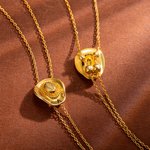 Personalizado 3D Western Cowgirl Hat Ajustable chapado en oro collar con la inicial grabada Cumpleaños Aniversario Regalo para las mujeres