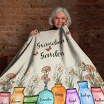 Personalized 1-10 Birth Flowers Grandma Mom's Garden Soft Throw Blanket with Names Birthday Mother's Day Gift for Grandmother Mom