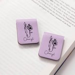 Personalized Line Birth Flower Horse Magnetic Leather Bookmark Clip with Name Office Stationary Supplies Birthday Gift for Bookworms Horse Lovers