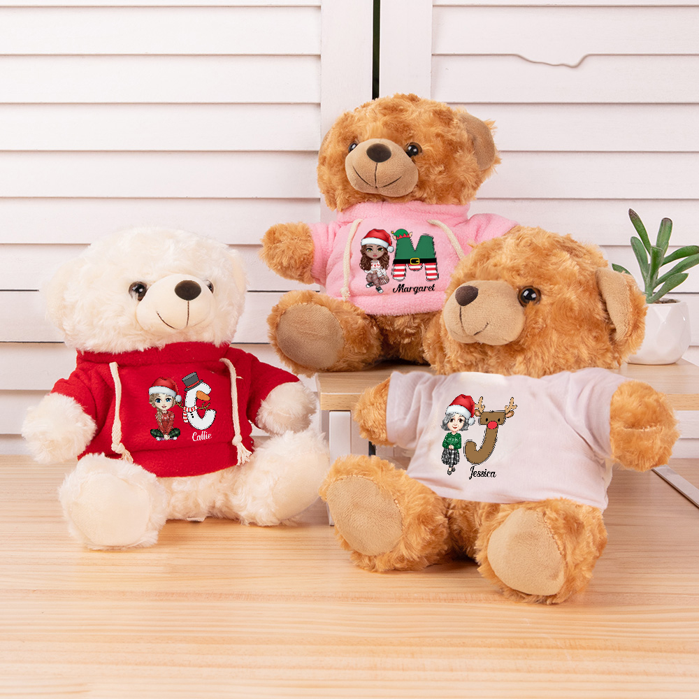 Personalisierten Weihnachts-Teddybär Mit Text – 25 Cm, Mit Weihnachtsschmuck, Kuscheliges Geschenk