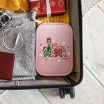 Personalized Merry Snowflake Cartoon Character Travel Jewelry Box with Name Changing Color LED Makeup Mirror Birthday Christmas Gift for Women