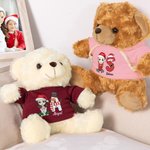 Personalized Cute Cartoon Character T-shirt Hoodie Plush Stuffed Teddy Bear with Santa Elf Initial and Name Christmas Party Toy Birthday Gift for Kids