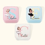 Personalized Ballerina Dance Girl Leather Travel Jewelry Box with Name and Mirror Birthday Holiday Gift for Ballerina Ballet Lovers