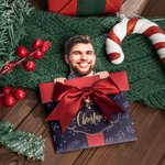 Personalized Big Head Cutout Pull Out Bell Christmas Box Shaped Gift Card Money Holder with Pen Fun Photo Greeting Card Party Gift for Family Friend
