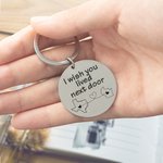 Personalised Wish We Lived Closer Engraved Love Heart Connection State Map Disc Keychain Birthday Farewell Long Distance Gift for Family Friend