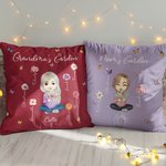 Personalised Cartoon Mom Grandma Birth Flower Garden Throw Pillow Cover with 1-8 Names Home Decor Birthday Family Gift for Women