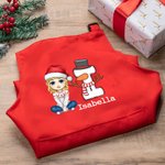 Personalized Cartoon Character Santa Elf Initial Adjustable Kid Pocket Apron Chef Hat Set with Name Cooking Birthday Christmas Gift for Boys Girls