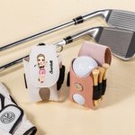 Personalizzato con il nome del personaggio dei cartoni animati, sacchetto di cuoio per la conservazione delle palline da golf con 4 supporti per i tee Regalo di compleanno sportivo per i giocatori di 