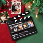 Personalised Rolling Photos Wooden Ornament with Film Clapperboard Design Anniversary Valentine's Day Romantic Gift for Couple