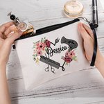 Personalised Floral Hairstylist Makeup Bag with Name Birthday Gift for Hairdresser Barber