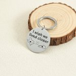 Personalised Wish We Lived Closer Engraved Love Heart Connection State Map Disc Keychain Birthday Farewell Long Distance Gift for Family Friend