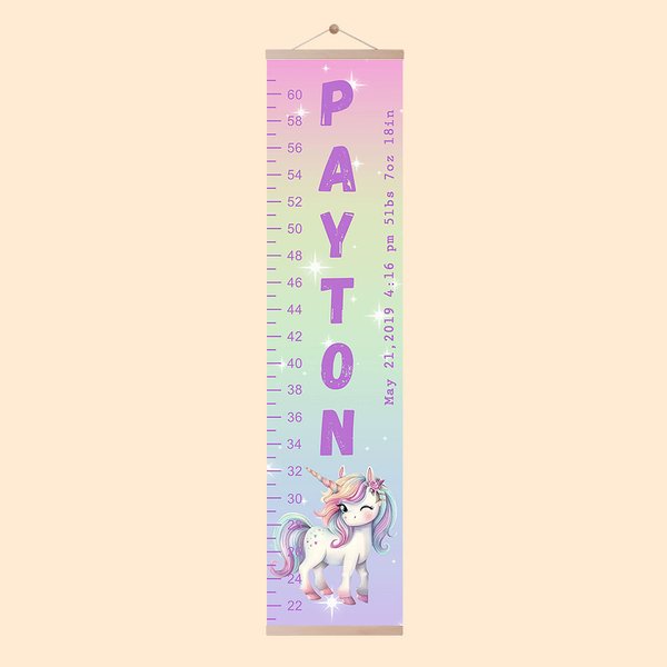 Personalised Fantasy Unicorn Height Growth Chart with Name Nursery Baby Room Decor Birthday Baptism Gift for Baby Kid