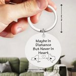 Personalised Wish We Lived Closer Engraved Love Heart Connection State Map Disc Keychain Birthday Farewell Long Distance Gift for Family Friend