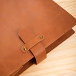 Personalised Floral Monogram Initial Name Leather A5 Sketchbook Notebook Cover with Storage Pocket Birthday Gift for Artists Painters Students