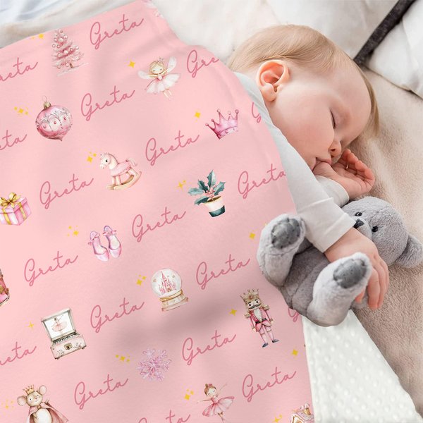 Coperta di sicurezza per neonati personalizzata con nome e sfondo a pois, regalo di compleanno per la festa del bebè per i neonati.