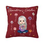 Personalised Cartoon Mom Grandma Birth Flower Garden Throw Pillow Cover with 1-8 Names Home Decor Birthday Family Gift for Women
