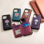 Personalized Birth Flower Bouquet PU Leather Flip Wallet Phone Case for iPhone with Name RFID Blocking Card Holder Birthday Gift for Family