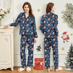 Personalizado Cartoon Face Photo Camisa de manga larga Pantalones de cordón a juego Pijama Set Divertido Cumpleaños Regalo de Navidad para los niños de la familia