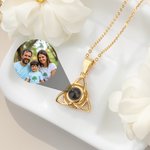 Personalised Celtic Knot Triangle Photo Projection Necklace Birthday Anniversary Gift for Her