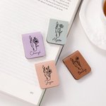 Personalized Line Birth Flower Horse Magnetic Leather Bookmark Clip with Name Office Stationary Supplies Birthday Gift for Bookworms Horse Lovers