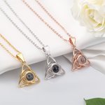 Personalised Celtic Knot Triangle Photo Projection Necklace Birthday Anniversary Gift for Her