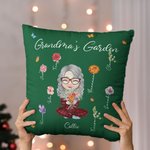 Personalised Cartoon Mom Grandma Birth Flower Garden Throw Pillow Cover with 1-8 Names Home Decor Birthday Family Gift for Women