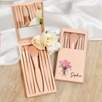 Set di pennelli per il trucco personalizzato con nome 5 pezzi e specchio Regalo di compleanno e anniversario per donne e ragazze