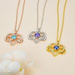Collier Pendentif Coeur Personnalisé avec Pierre de Naissance et Noms Gravés Bijoux de Symbole Inifini Cadeau d'Anniversaire pour Femmes