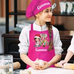 Personalised Cartoon Character Glitter Christmas Tree Adjustable Kid Apron Chef Hat Set with Name Christmas Birthday Gift for Boys Girls