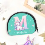 Porte monnaie pour enfant avec nom et fermeture éclair Cadeau d'anniversaire pour les filles Amoureux des licornes