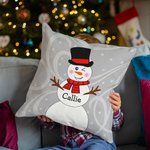 Personalizzato cappello carino pupazzo di neve inverno fiocco di neve cuscino copertina con nome Festival Home Decor Buon Natale compleanno regalo per