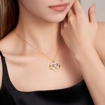 Collier Pendentif Coeur Personnalisé avec Pierre de Naissance et Noms Gravés Bijoux de Symbole Inifini Cadeau d'Anniversaire pour Femmes