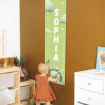 Personlig Dinosaurie Höjdmätningslinjal med namn Barnkammare Babyrumsinredning Födelsedag Dopgåva för barn