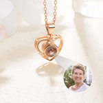 Personalisierte Herz Foto Projektion Zirkon  Halskette mit „Ich liebe dich“ in 100 Sprachen Jahrestag Geburtstag Geschenk für Damen
