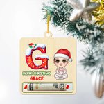 Personalised Cartoon Character Wooden Initial Money Holder Christmas Ornament with Name Christmas Tree Hanging Decor Gift for Family