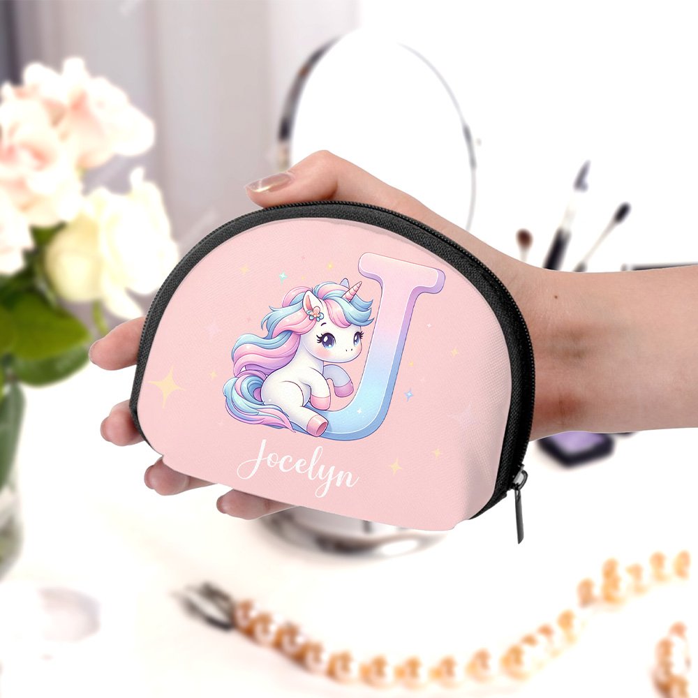 Personalizzato fantasia Unicorno iniziale con cerniera Mini