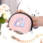 Porte monnaie pour enfant avec nom et fermeture éclair Cadeau d'anniversaire pour les filles Amoureux des licornes